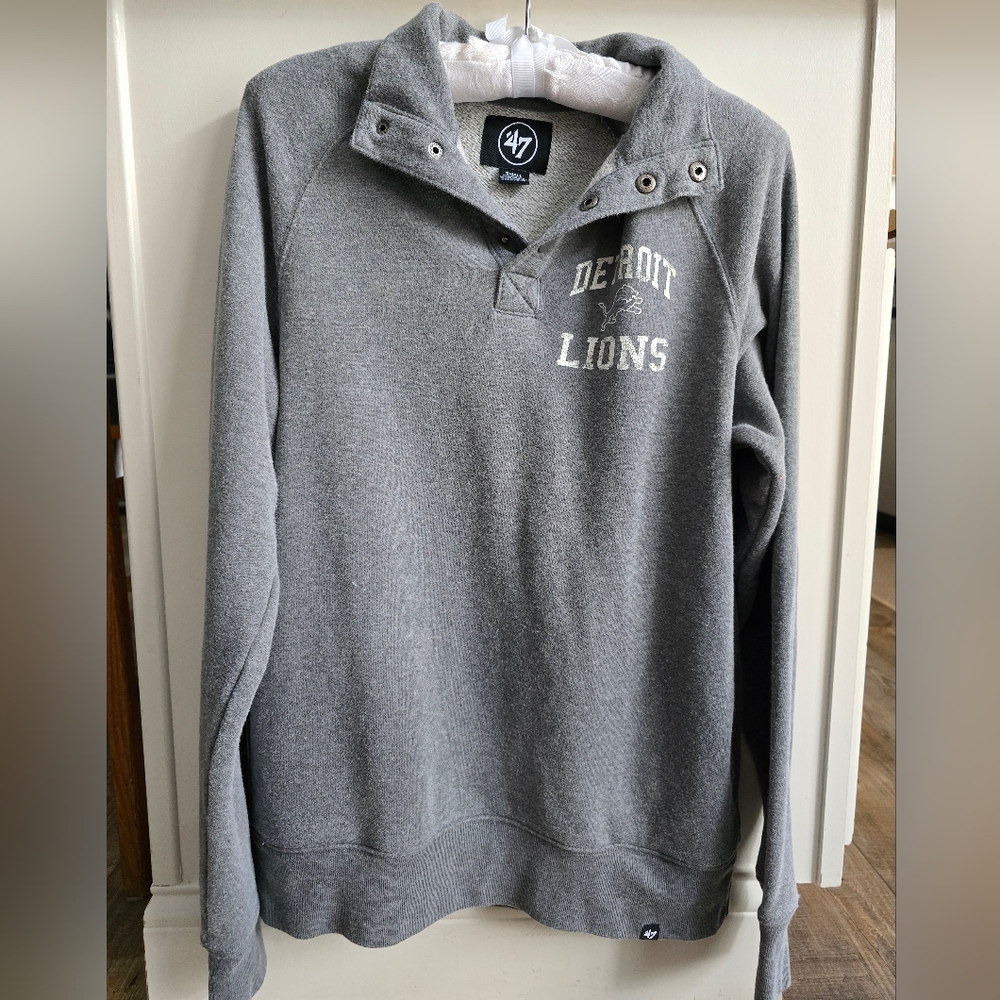 47 Brand Detroit Lions Gray Pullover